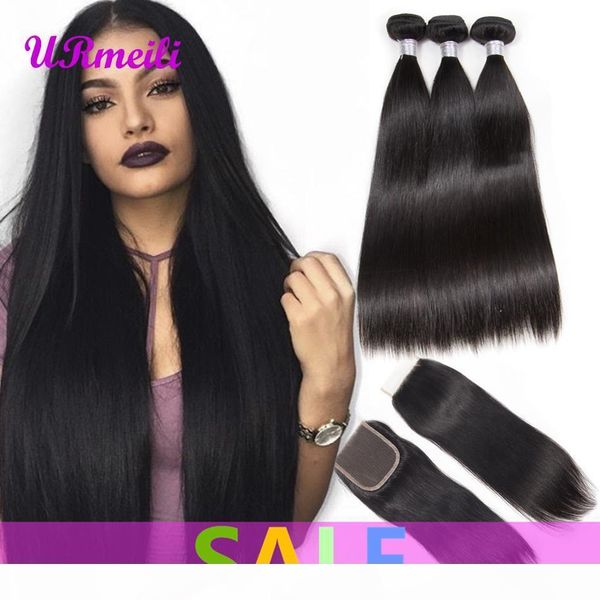 

indian straight human hair bundles with closure 3 4 bundles with closure dhgate indian virgin hair straight 30 inch bundles with closure, Black;brown