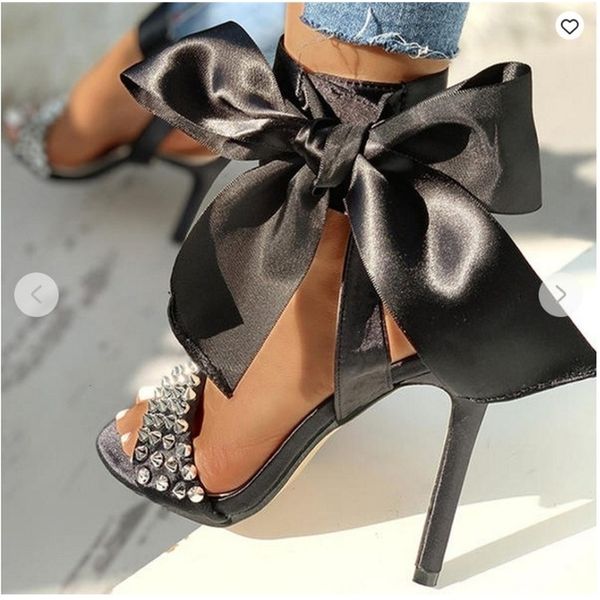 

silk women heeled sandals butterfly-knot cross strap pumps super high heels 12 cm peep toe buckle strap dress lady shoes, Black;white