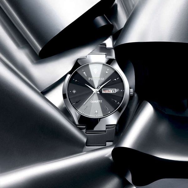 

new commercial women's fashion 2020 creative double compact calendar luminous female tungsten steel quartz watch 2021fd05, Slivery;brown