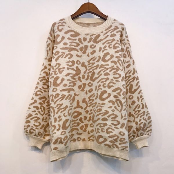 

2021 new 's copy leopard sweatshirt of women pullovers the long neck looses autumn warm runway designer sweater qief, White;black