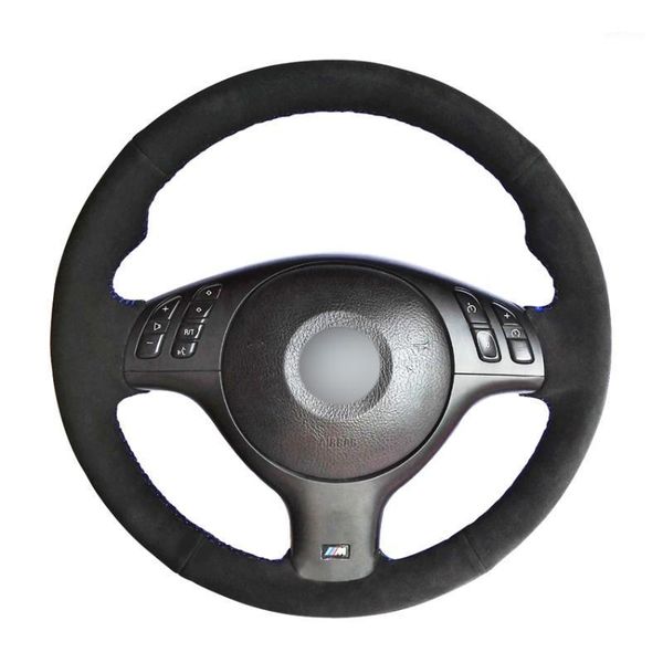 

hand sew black suede car steering wheel cover for e46 e39 330i 540i 525i 530i 330ci m3 2001 2002 20031