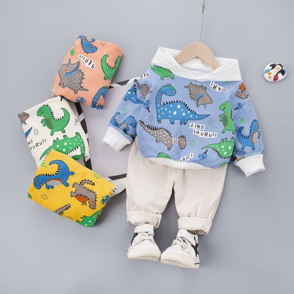 

fashion infant suit autumn long sleeve baby boy clothes sets kids cartoon pants baby boys outfit newborn set hooded jeans t200707, White