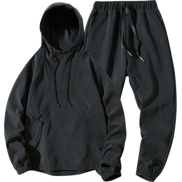 

men's hooded jacket+pants 2pc sets mal workwear tide card loose pullover front pocket coat& long pants mal clothing 4xl, Gray