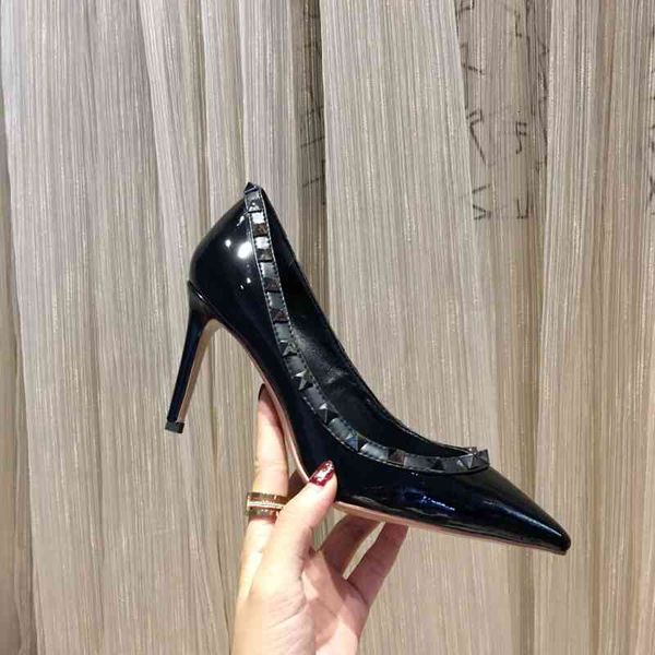 

genuine leather designers womens dress shoes high heel ladies casual shoess fashion woman office party dressed shoe with box large, Black