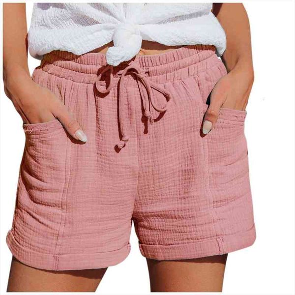 

women summer shorts cotton linen shorts large size black green elastic waist casual sports streetwear, White;black
