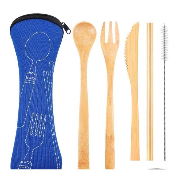 

new lift style bamboo cutlery set spoon knife fork reusable healthy travel disposable eco friendly biodegradable f qylzhl pets2010
