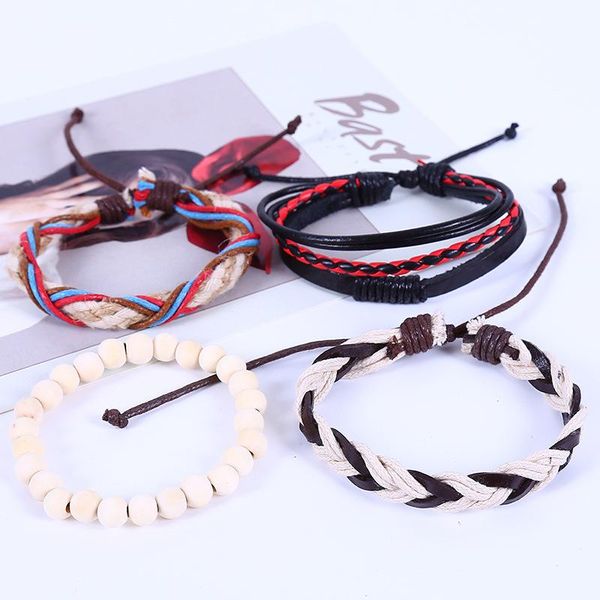 

eif dock моды многослойная кожаные браслеты набор для мужчин женщины vintage rope плетение ручной работы бусы плетеный браслет ювелирных изд, Golden;silver