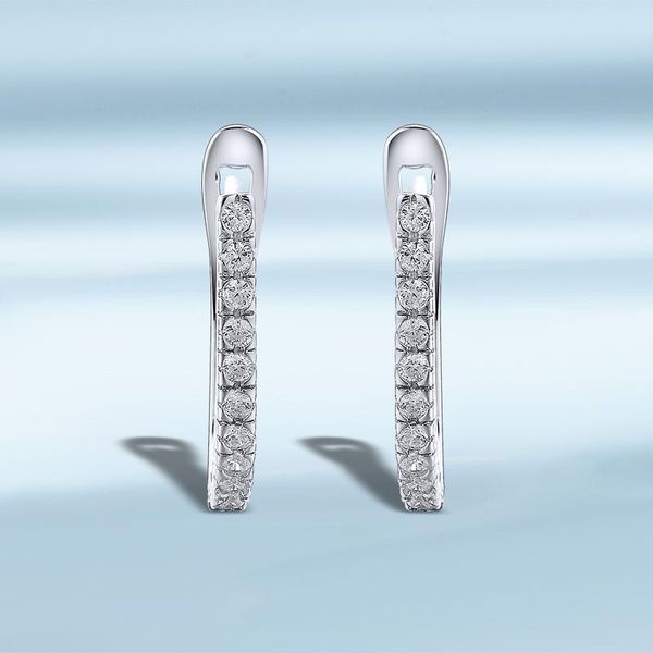 

hoop & huggie 925 sterling silver clip eearrings cubic zircon party gift mothder's day fashion fine jewelry, Golden;silver