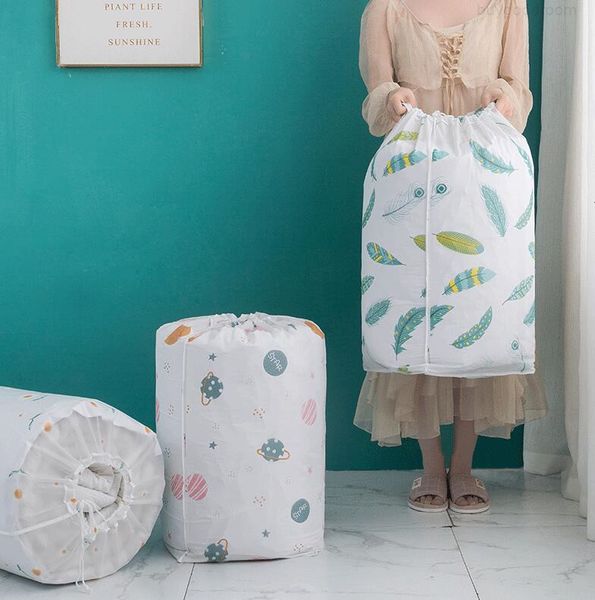 

large capacity quilt storage bags peva drawstring bag moistureproof clothes organizer thickening stuff bag anti-dust home storage bags