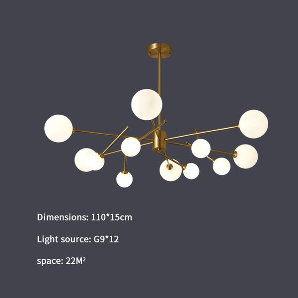 

2021 new moderno led lustre ceiling lamp to dining room golden bronze branch glass ball decoration lighting fixtures a1rw