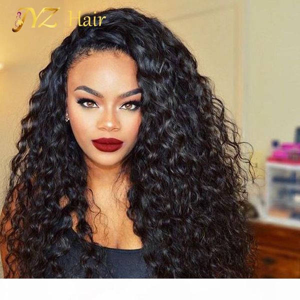 

jyz new arrived glueless full lace wigs for black women malaysian virgin hair deep wave lace front wigs 10-26 inch human hair wig, Black;brown