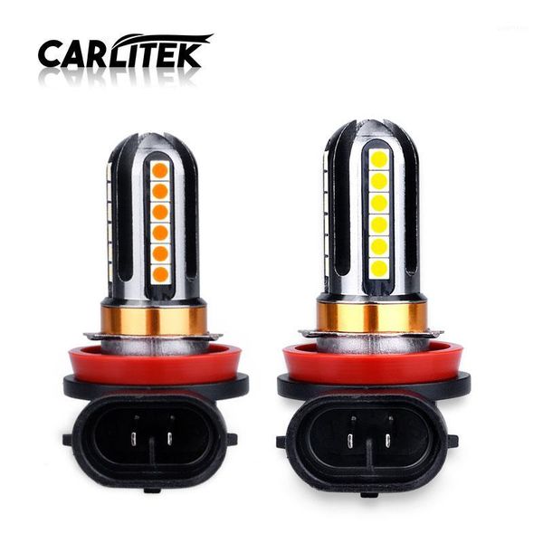

2pcs carlitek 24smd-3030 h11 car front drl auto anti fog lights white yellow driving running light dc12-24v super bright1