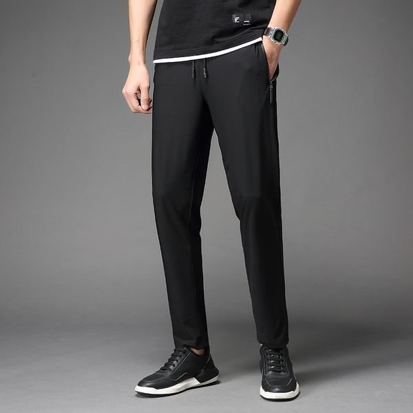 

outdoor men's casual ice silk high elastic thin sports trousers sports solid color quick drying pants men's pants q9621 menbi, Blue