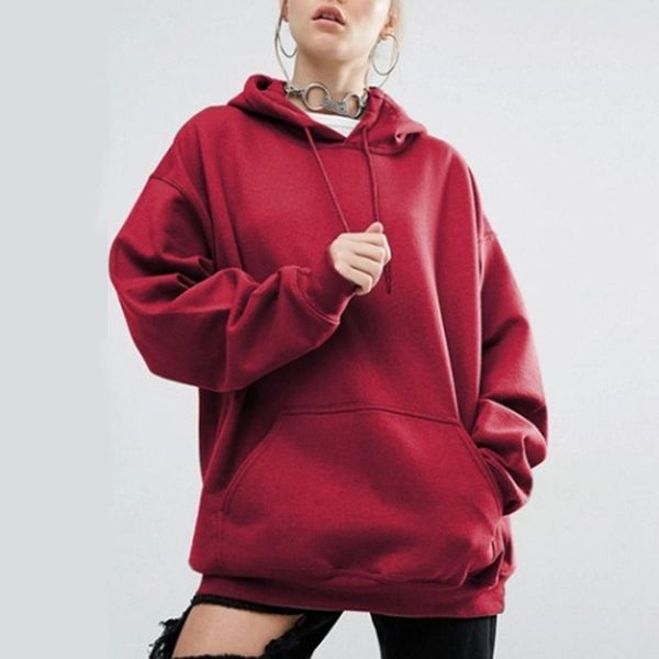 

женщины руно hoodie толстовки зима японская мода 2020 негабаритные женские пуловеры теплый карман куртки с капюшоном, Black