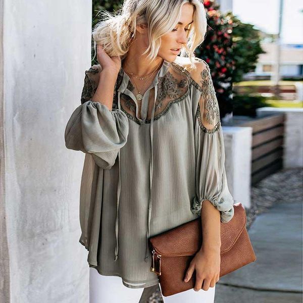 

boho inspired olive green chiffon blouse women embroidery ladies transparent tunic women plus size fashion blouse new1, White