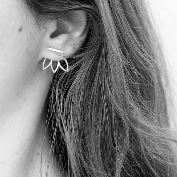 

simple stainless steel creative flower earrings hollow earrings 316l1, Golden;silver