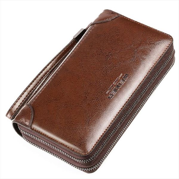

promotion brand business men wallet long pu leather cell phone clutch wallet purse hand bag zipper large wallet, Red;black