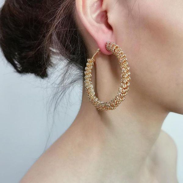 

alloy big hoop earrings for women fashion punk metal special statement earrings party jewelry gold silver color ukmoc, Golden;silver