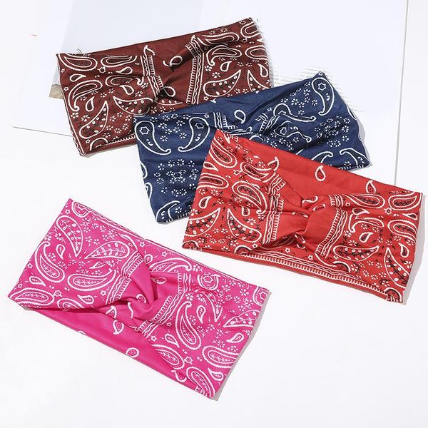 

women floral print wide hairband sport hair ribbon cross knot headband turban solid color headdress elastic hair band q jllwze