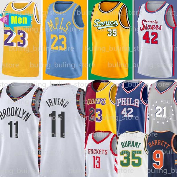 

al 42 horford jersey 34 allen rj 9 barrett 23 james 13 harden irving 35 durant joel 21 embiid ben 25 simmons, Black;red
