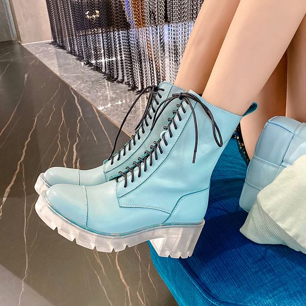 

2021 women boots plus size europe and america transparent heel short women's shoes gxwa, Black