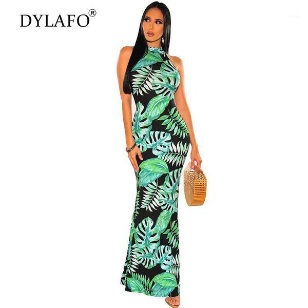 

2020 ladies print floral long boho bohemian beach summer dress women sundress halter sleeveless maxi vintage dress vestidos1, Black;gray