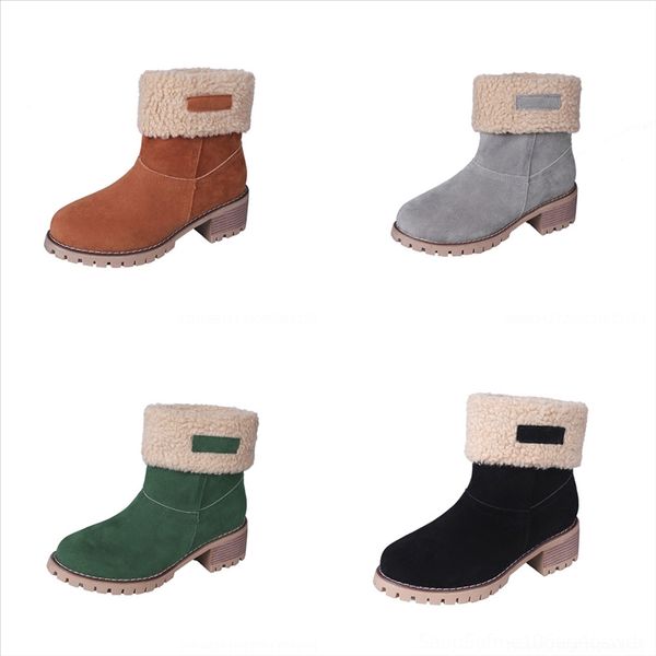 

ml8 new brand dener boot womans fashion british heel boots round toebootsstrap chunky women round toes fashion popular, Black