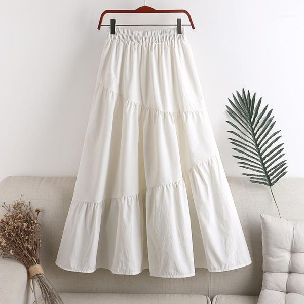 

2020 spring autumn women ruffle skirt fashion summer skirts long skirt female fashion women midi frill skirts1, Black