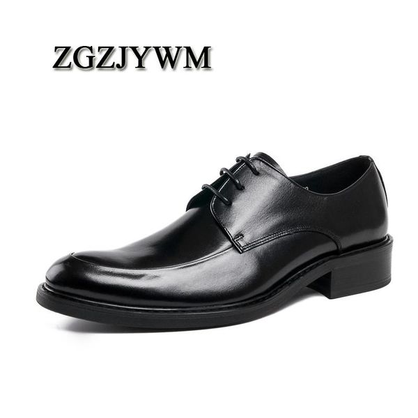 

zgzjywm black/red wine breathable genuine leather lace-up pointed toe for dress oxfords office wedding shoes