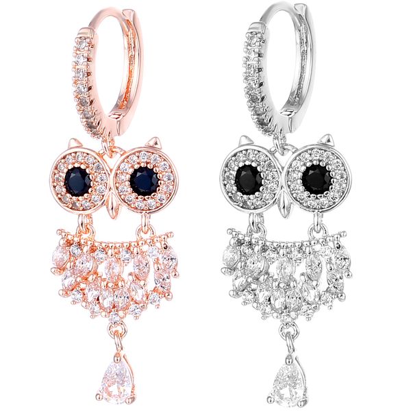 

d1041 zircon owl earring stud mix colors belly ring, Silver