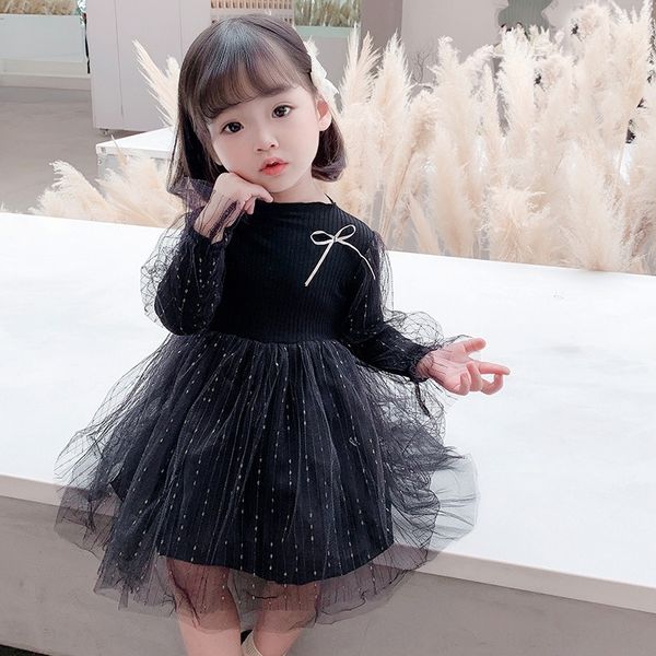 

gz9l1 girl's skirt dress 2020 autumn dress new style children's skirt style long sleeve princess princess baby autumn children&#03, Black;gray