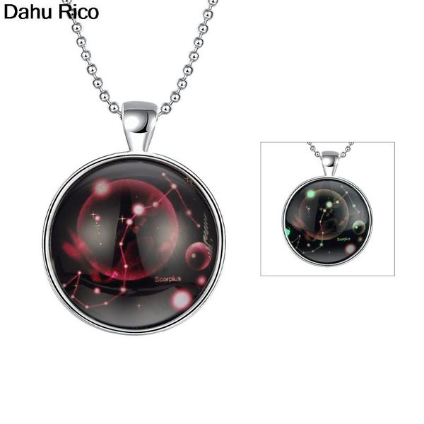 

pendant necklaces scorpio constellation fluorescence night lightening orecchini pendenti kolye glass pendentif transpa dahu rico, Silver