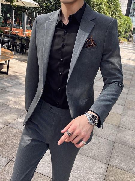 

men blazer slim fit casual blazers smart groom suit 2 pcs traje de novio para boda wedding suits for groom mens fashion be50xf1, White;black