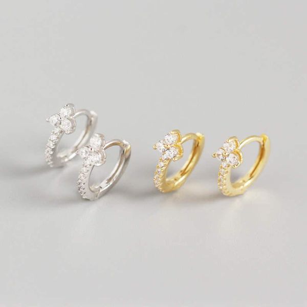 

hoop & huggie 925 sterling silver zirconia earring pirate flower fashion golden color fine jewelry for women/ladies/females party wedding, Golden;silver