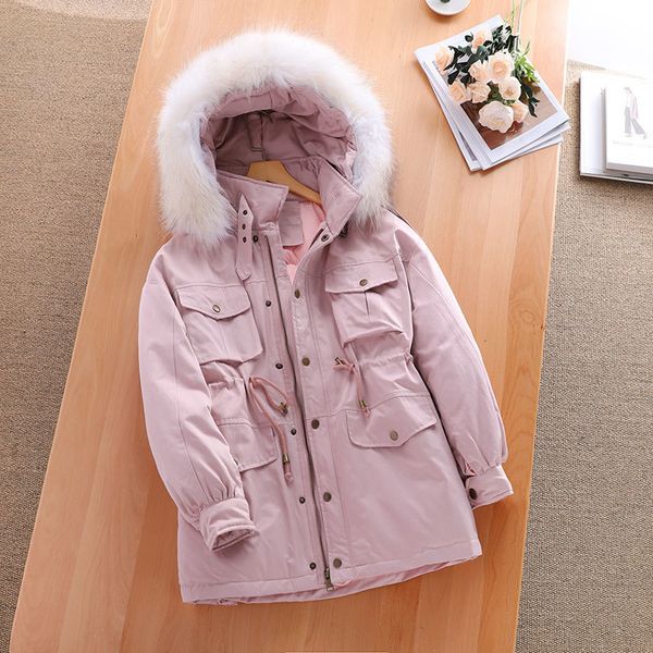 

royal raccoon neck winter female, feather paka, white duck coat, 2019 thick coat