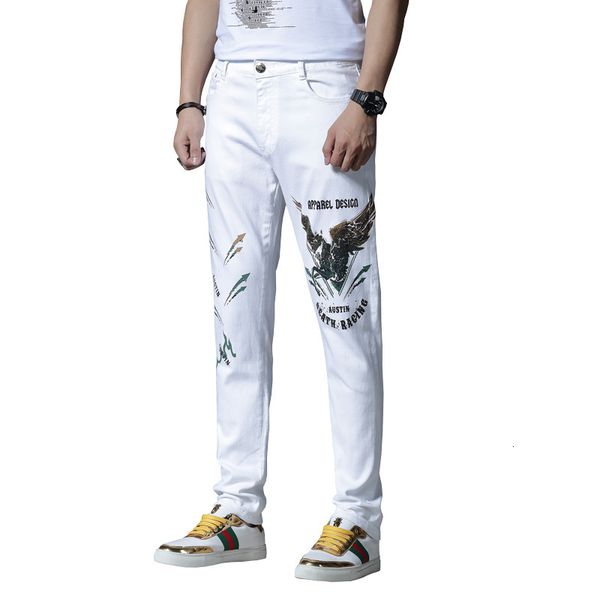 

2021 new men's elastic pants cotton hip summer white spring klrd, Blue