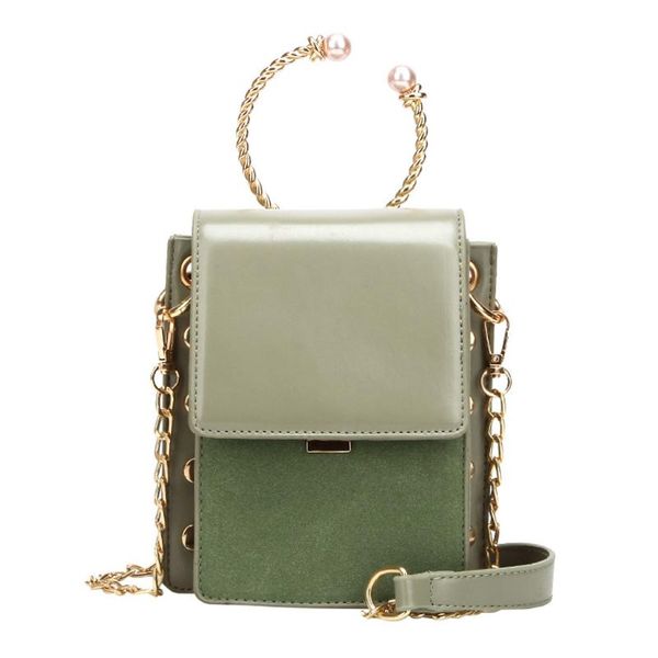 

new elegant shoulder bag women wild simple messenger bag for girls retro rivet leather crossbody handle pearl chain bags k625