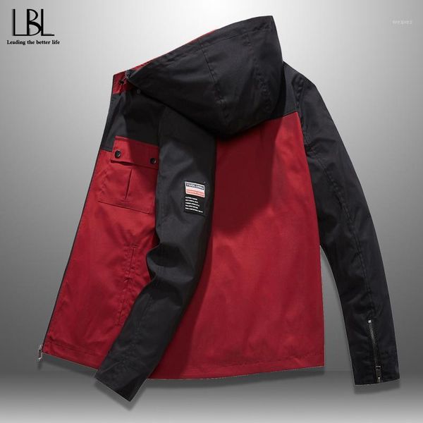 

hooded jacket men spring autumn patchwork men's baseball jackets 2020 new casual coat man sportswear zipper hoodie male 5xl1, Black;brown