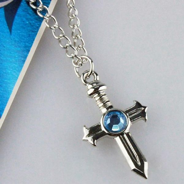 

anime necklace fairy tail gray jewelry fullbuster cross necklace pendant cosplay toy, Silver
