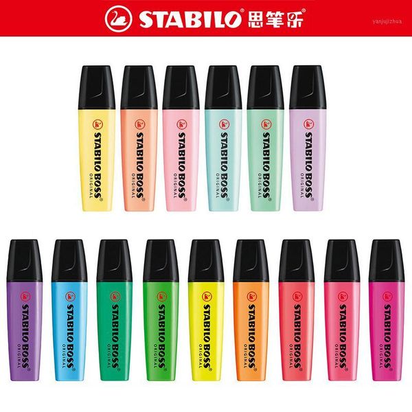 

6/9 colors boss macaron color highlighter candy color marker pen not easy to dry out marker stroke key note pen1, Black;red