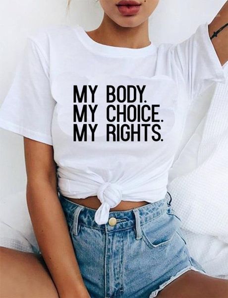 

women's t-shirt my body choice rights women funny fashion 100% cotton casual grunge quote aesthetic hipster tee tshirts1, White