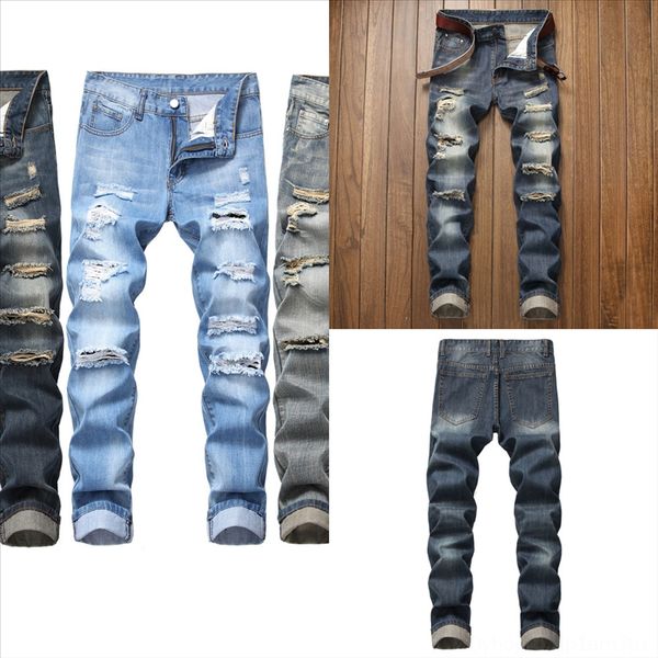 

7smaq autumn pants for pencil jeans jeans man zipper print streetwear denim jeans pocket men casual denim pant stretch trouser pantalon, Black