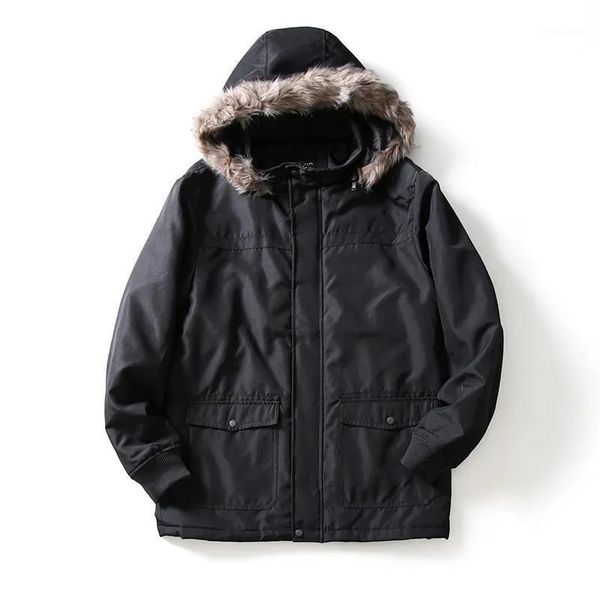 

high-quality winter men's thick warm cotton-padded clothes outdoor windproof leisure cotton-padded hooded jackets1, Black