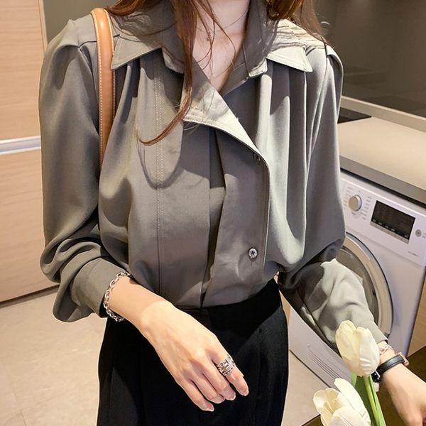 

shirt 2021 spring new design sense niche puff sleeve versatile loose hong kong style white shirt coat fashion