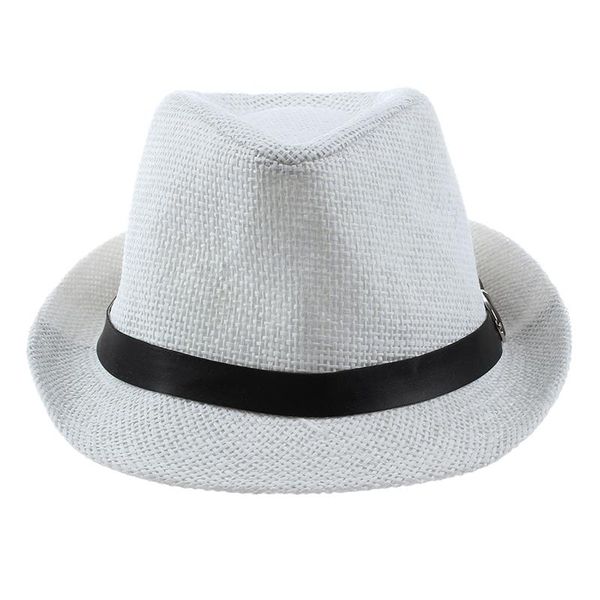 

hat boys fedoras trilby cap straw beach sunhat with belt white, Blue;gray