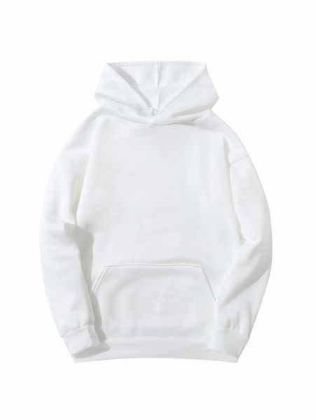 

kangaroo pocket thermal lined drawstring hoodie i09v#, White;black