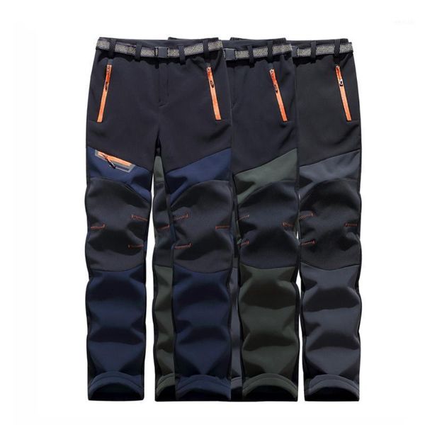 

outdoor pants men camping climbing hiking deep warm fleece winter windproof waterproof ski1, Black;green