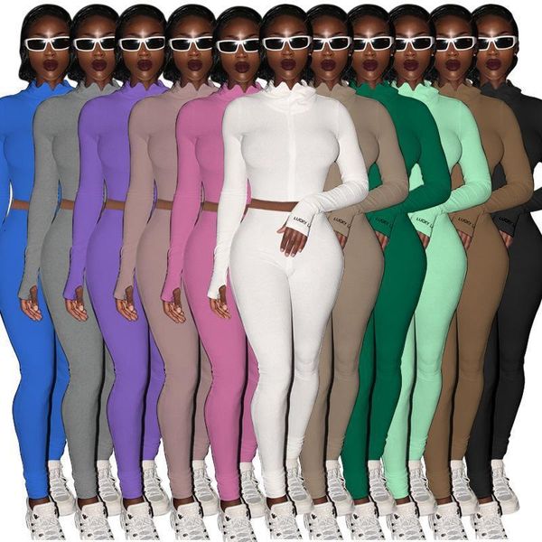 

lucky label 2 piece set women outfits activewear fitness elastic leggings ladies matching suits tracksuit female, Gray