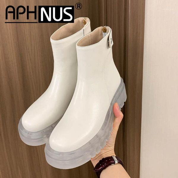 

aphnus womens boots short ankle booties flats high mid heels pumps platforms trifle woman 2020 shoes for women new boot1, Black