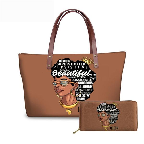 

роскошное handbagwallet set black art girl печать плечо сумка для женщин 2020 casual женских сумок женских сумки bolsa feminina